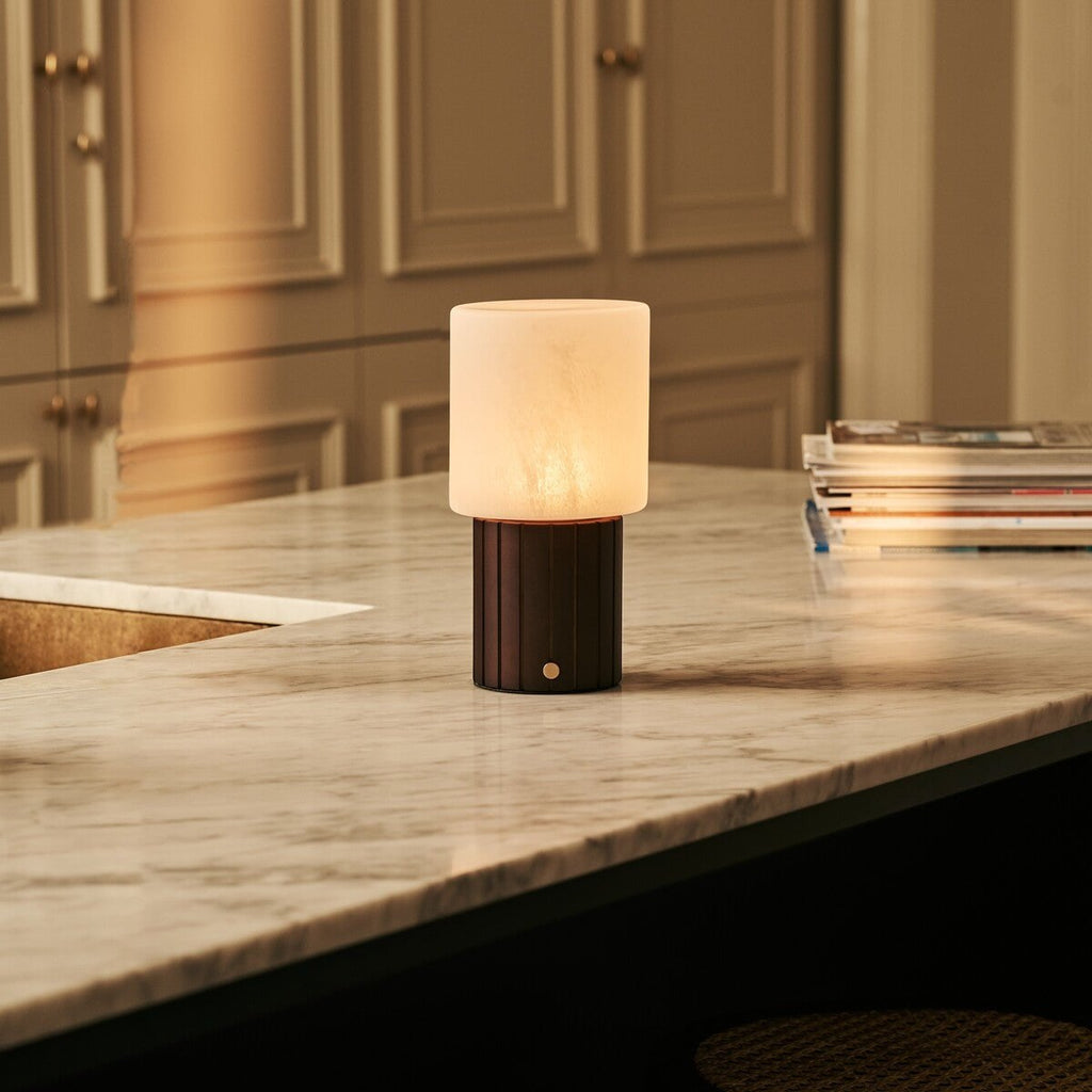 Ingmar Dark Brown Wood & Glass Cordless Table Lamp