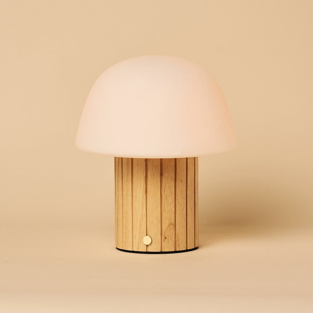 Etienne Light Brown Wood & Glass Cordless Table Lamp