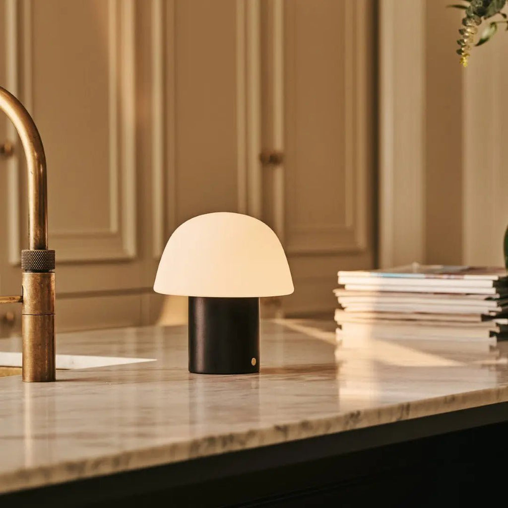 Yannick frosted glass lamp on outdoor terrace