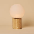 Wim Light Brown Wood & Glass Cordless Table Lamp