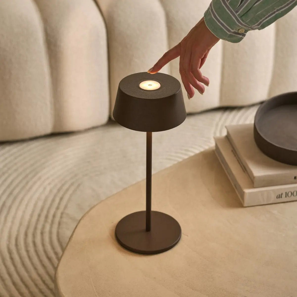 Hugo cordless lamp on bedside table ambient mode