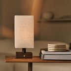 Bob Dark Brown Wood & Linen Cordless Table Lamp