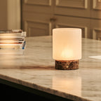 Cuyp dark marble lamp in bedroom bedside setting