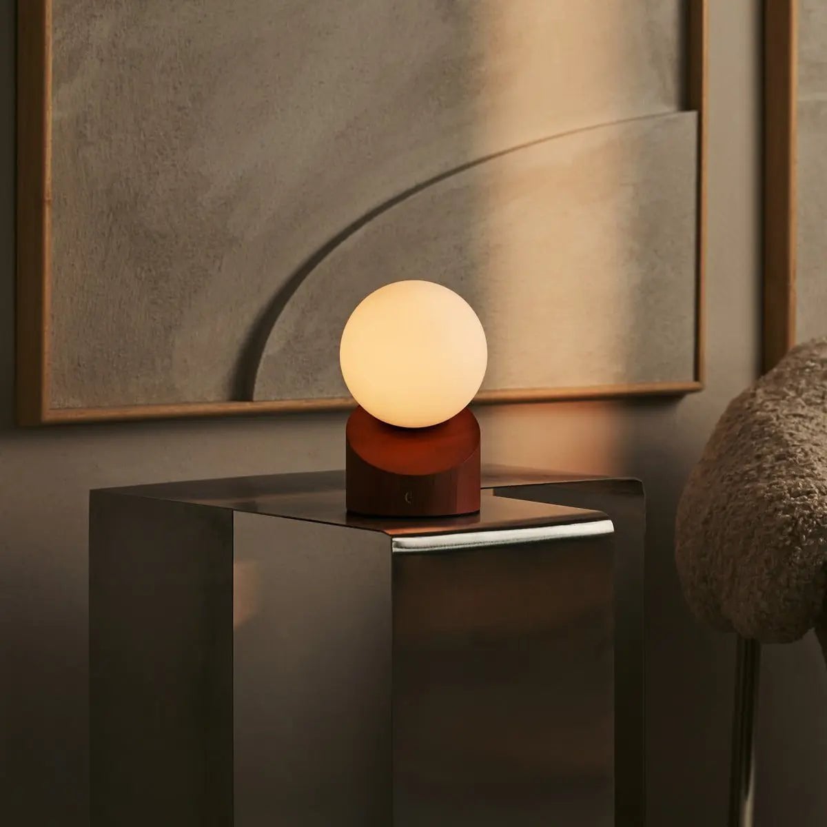 Morris rechargeable lamp matte glass shade soft diffused light