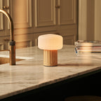 Margaux Light Brown Wood & Glass Cordless Table Lamp