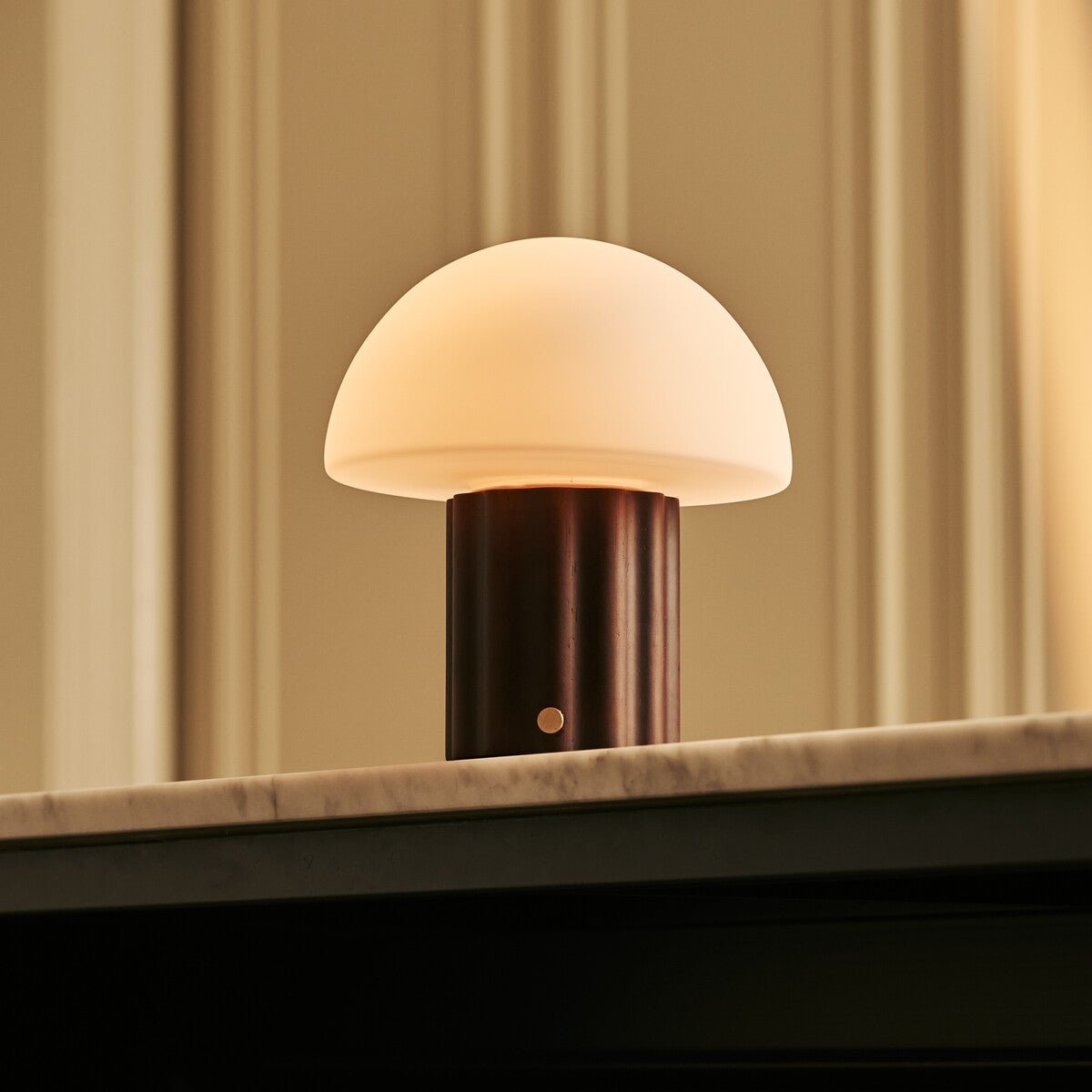 Timo Dark Brown Wood & Glass Cordless Table Lamp