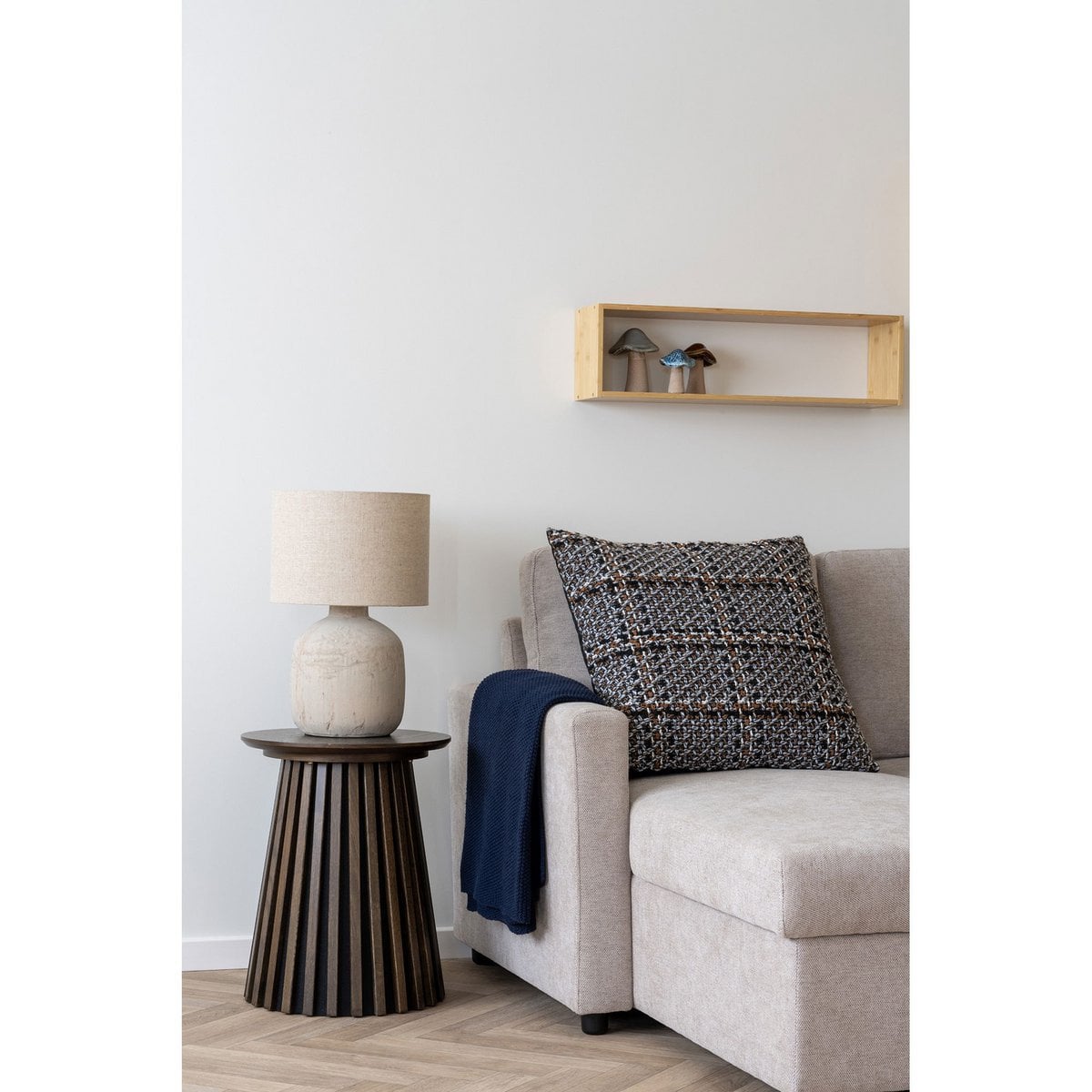 Solea light brown beige ceramic corded table lamp