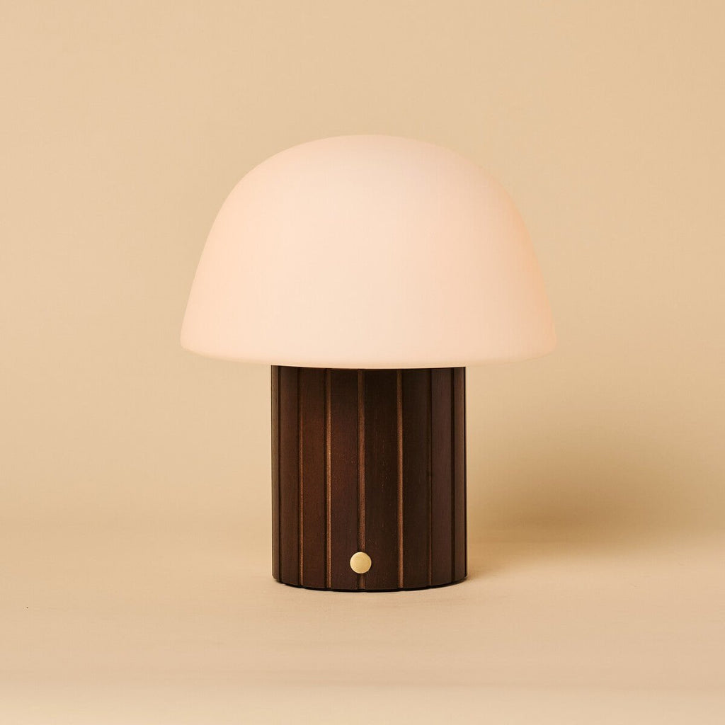 Etienne Dark Brown Wood & Glass Cordless Table Lamp