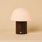 Etienne Dark Brown Wood & Glass Cordless Table Lamp