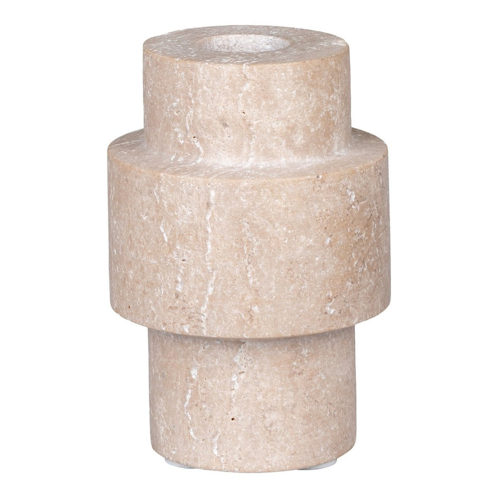 Yoren stone holder styled on tabletop with pillar candle