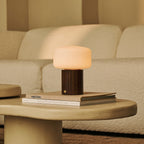 Margaux Dark Brown Wood & Glass Cordless Table Lamp