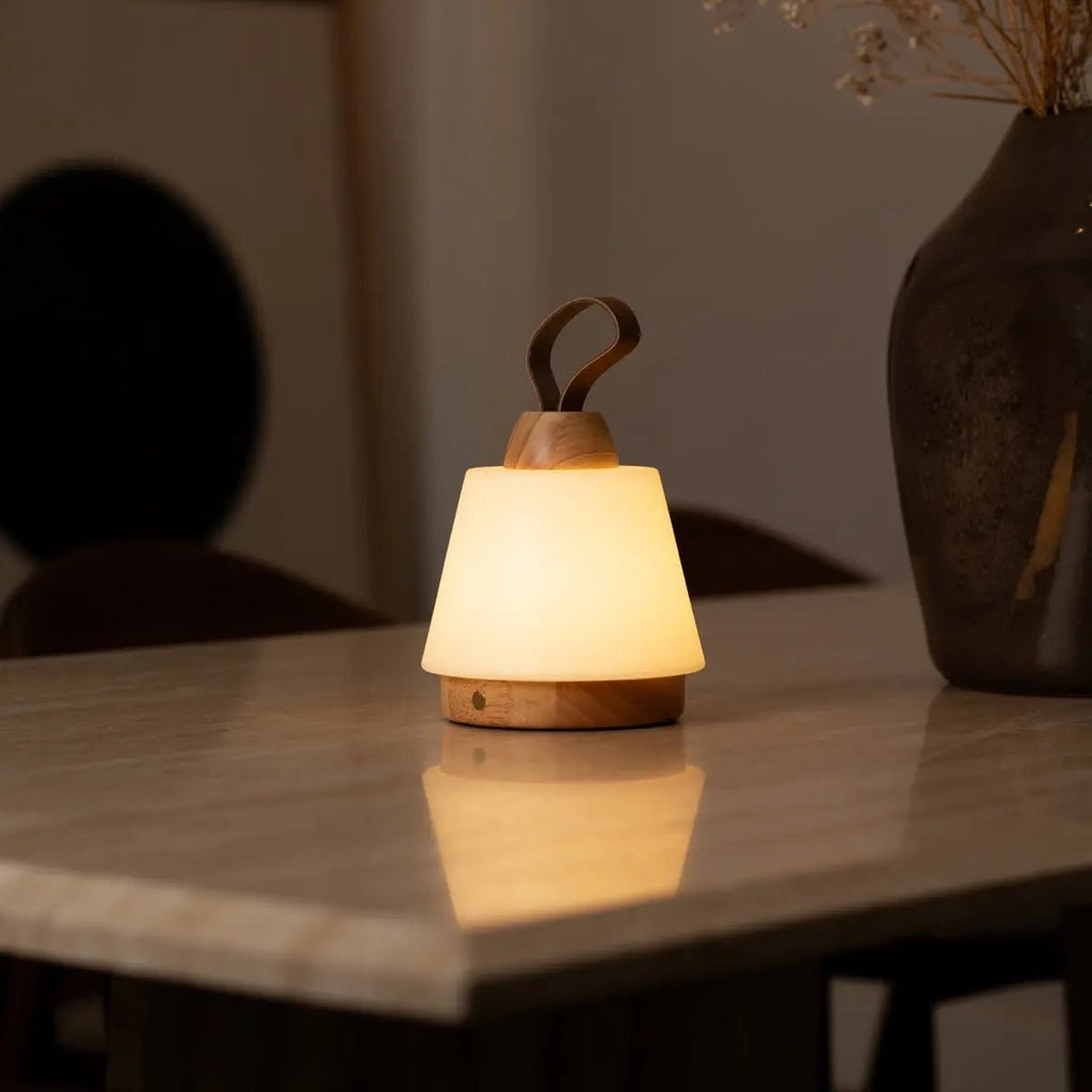 Liv leather accent lamp on bedside table