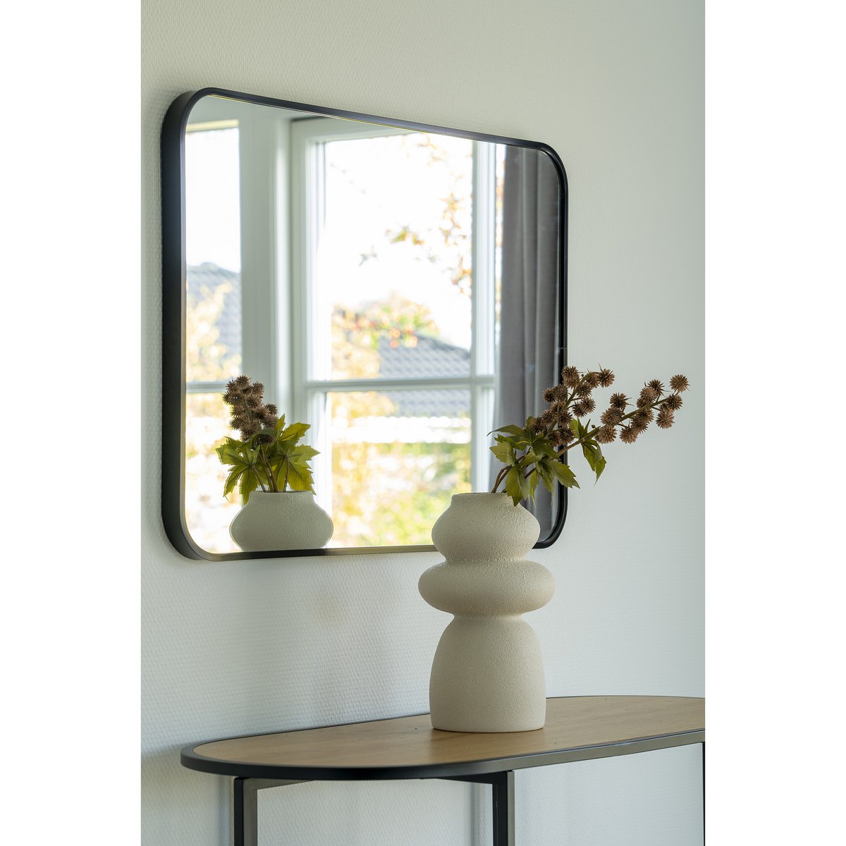 Segura beige stoneware sculptural stacked vase three segments