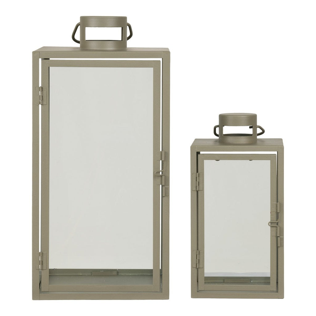 Corfu Laternen - Grün, Stahl, Glas, 13/19.5x13/19.5x25.5/40 cm - 2er-Set