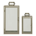 Corfu Laternen - Grün, Stahl, Glas, 13/19.5x13/19.5x25.5/40 cm - 2er-Set