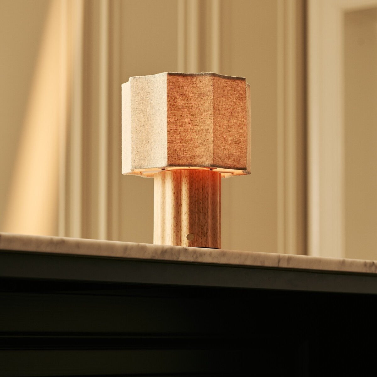 Eloïsa Light Brown Wood & Linen Cordless Table Lamp