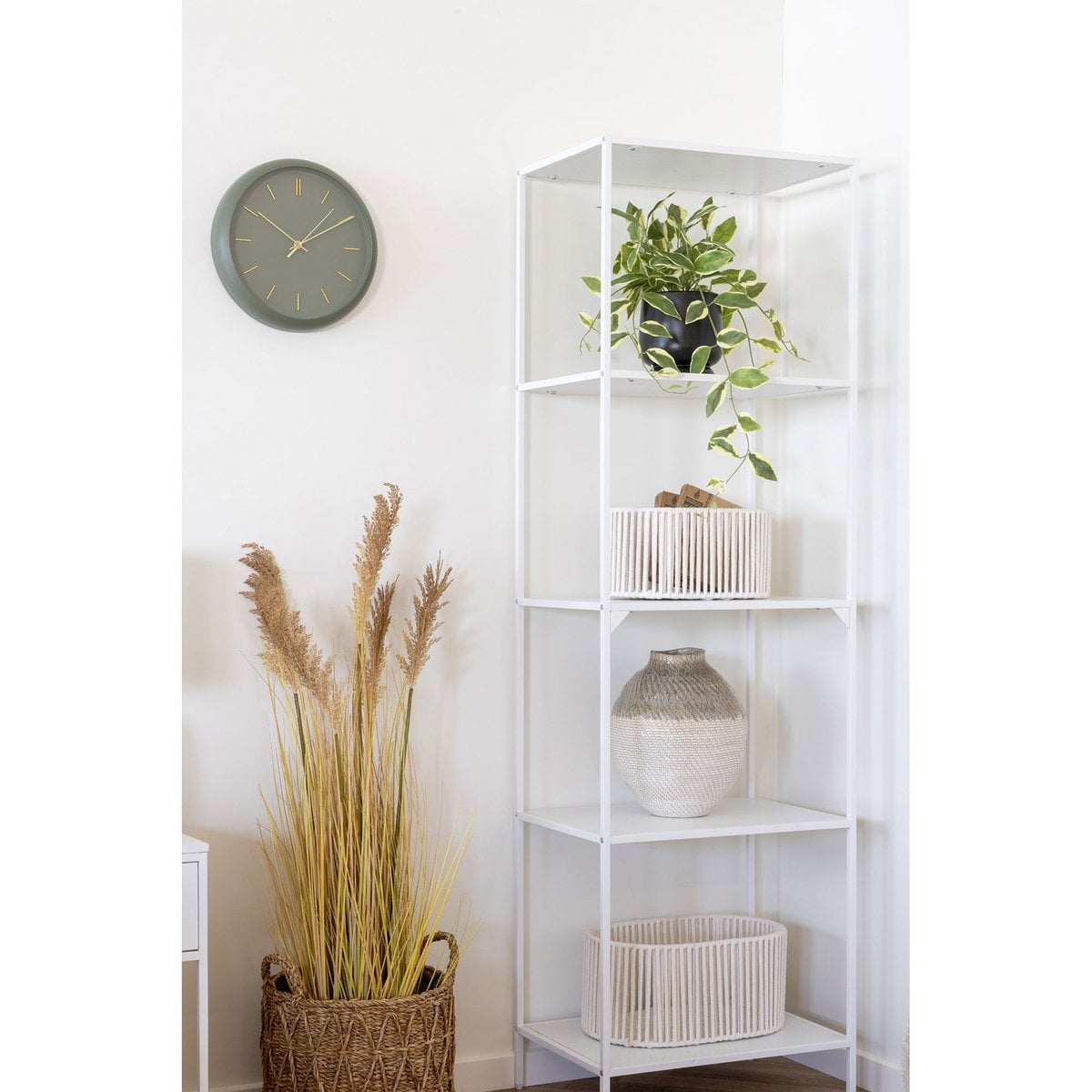 Liora white and green ceramic rounded vase