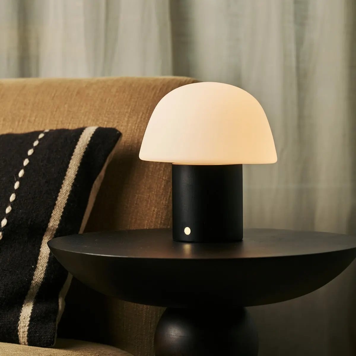 Yannick rechargeable lamp frosted glass shade soft diffused light