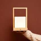 Noah cordless lamp side view showing light brown form