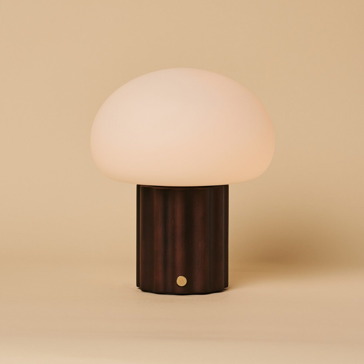 Jord Dark Brown Wood & Glass Cordless Table Lamp