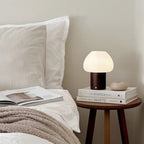 Fynn Dark Brown Wood & Glass Cordless Table Lamp