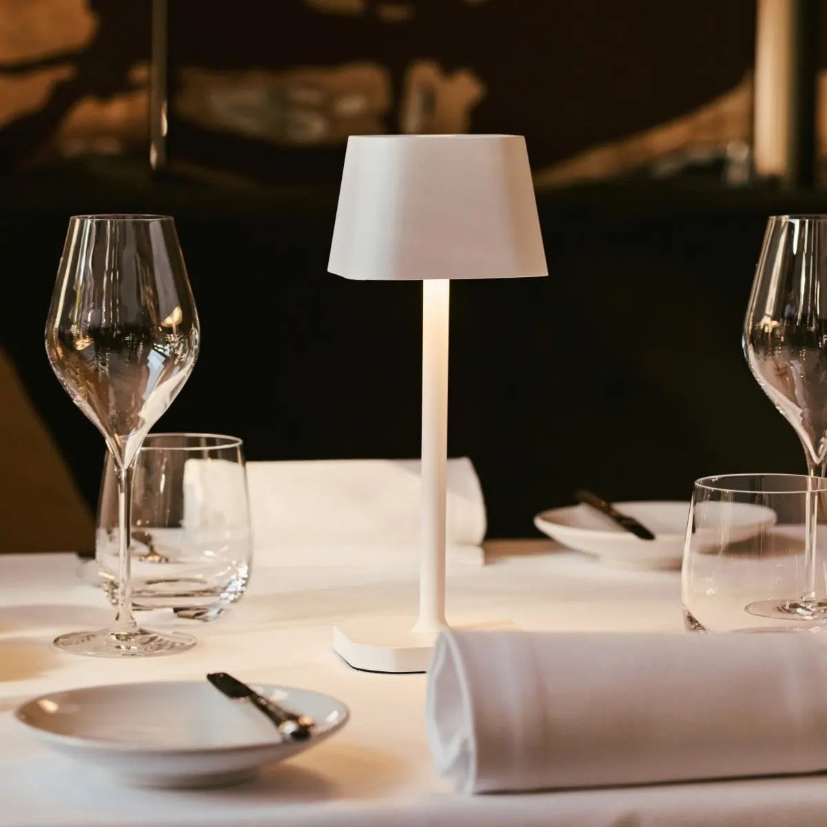 Orla white metal rechargeable cordless table lamp