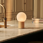 Nadine Light Brown Wood & Glass Cordless Table Lamp