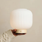 Lyla Light Brown Wood & Glass Cordless Table Lamp