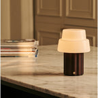 Laurent Dark Brown Wood & Glass Cordless Table Lamp