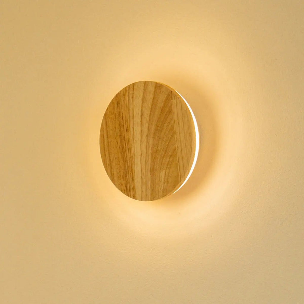 Lou Light Brown Rubberwood Cordless Rechargeable Wall Lamp