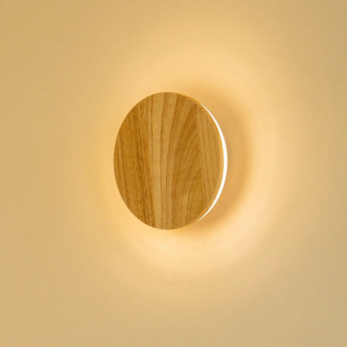 Lou Light Brown Rubberwood Cordless Rechargeable Wall Lamp