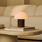 Siebe Dark Brown Wood & Glass Cordless Table Lamp