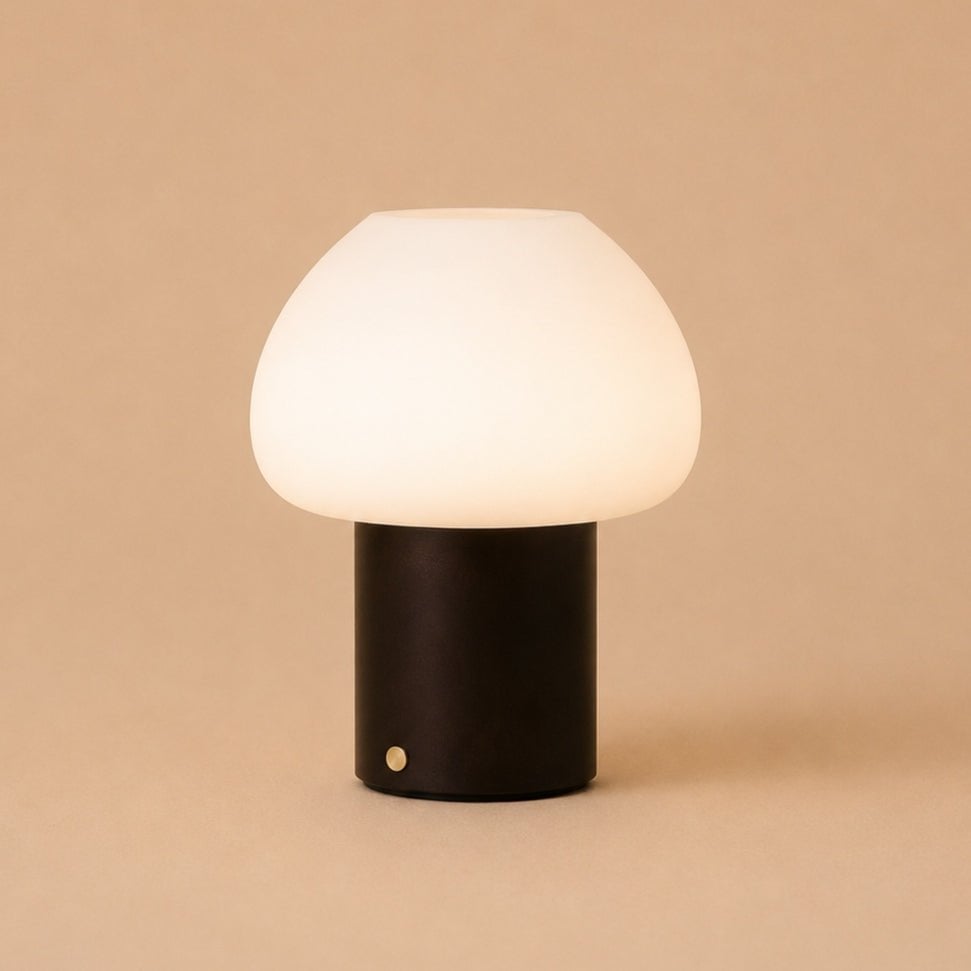 Fynn Dark Brown Wood & Glass Cordless Table Lamp