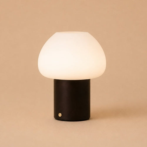 Fynn Dark Brown Wood & Glass Cordless Table Lamp