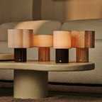 Bianca Light Brown Wood & Linen Cordless Table Lamp