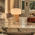 Margaux Light Brown Wood & Glass Cordless Table Lamp