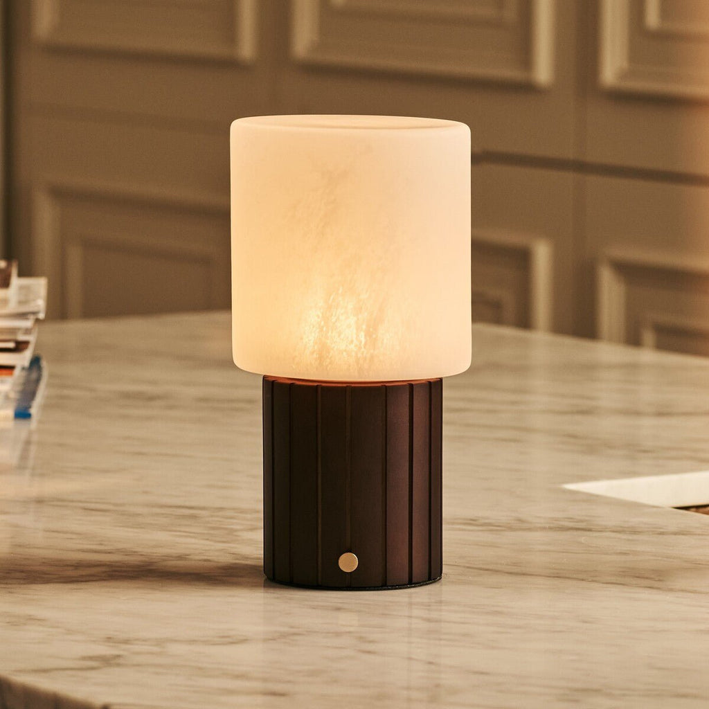Ingmar Dark Brown Wood & Glass Cordless Table Lamp
