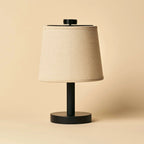 Rover black wood table lamp styled on dining table