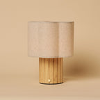 Bianca Light Brown Wood & Linen Cordless Table Lamp