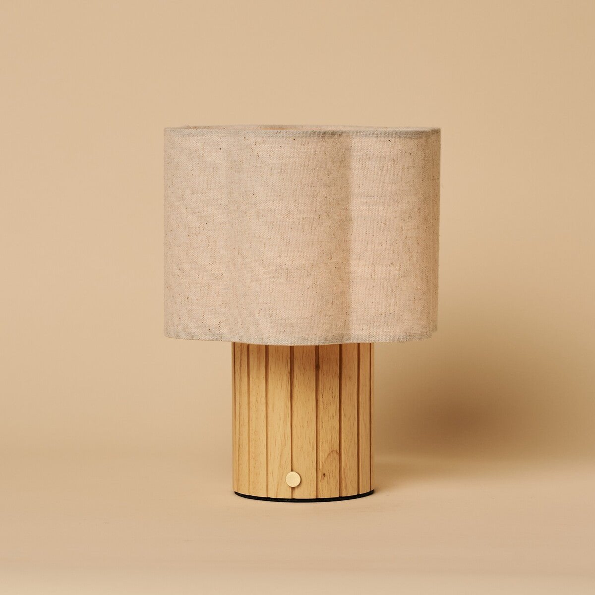 Bianca Light Brown Wood & Linen Cordless Table Lamp