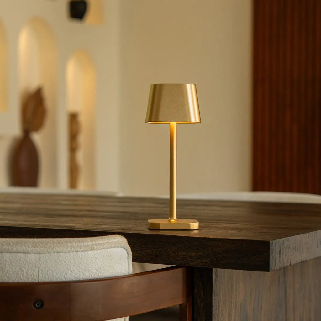 Ava metal lamp in living room console setting