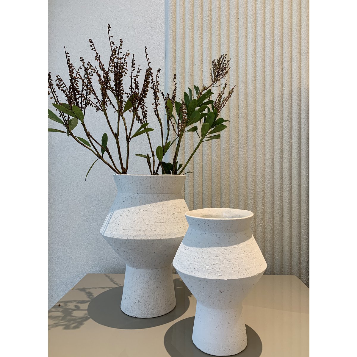 Cuzco White Speckled Ceramic Sculptural Vase