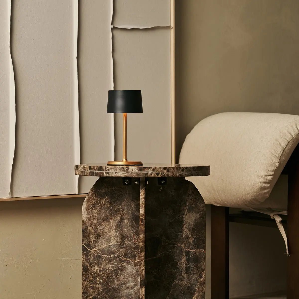 David Black & Gold Rechargeable Table Lamp 2-in-1