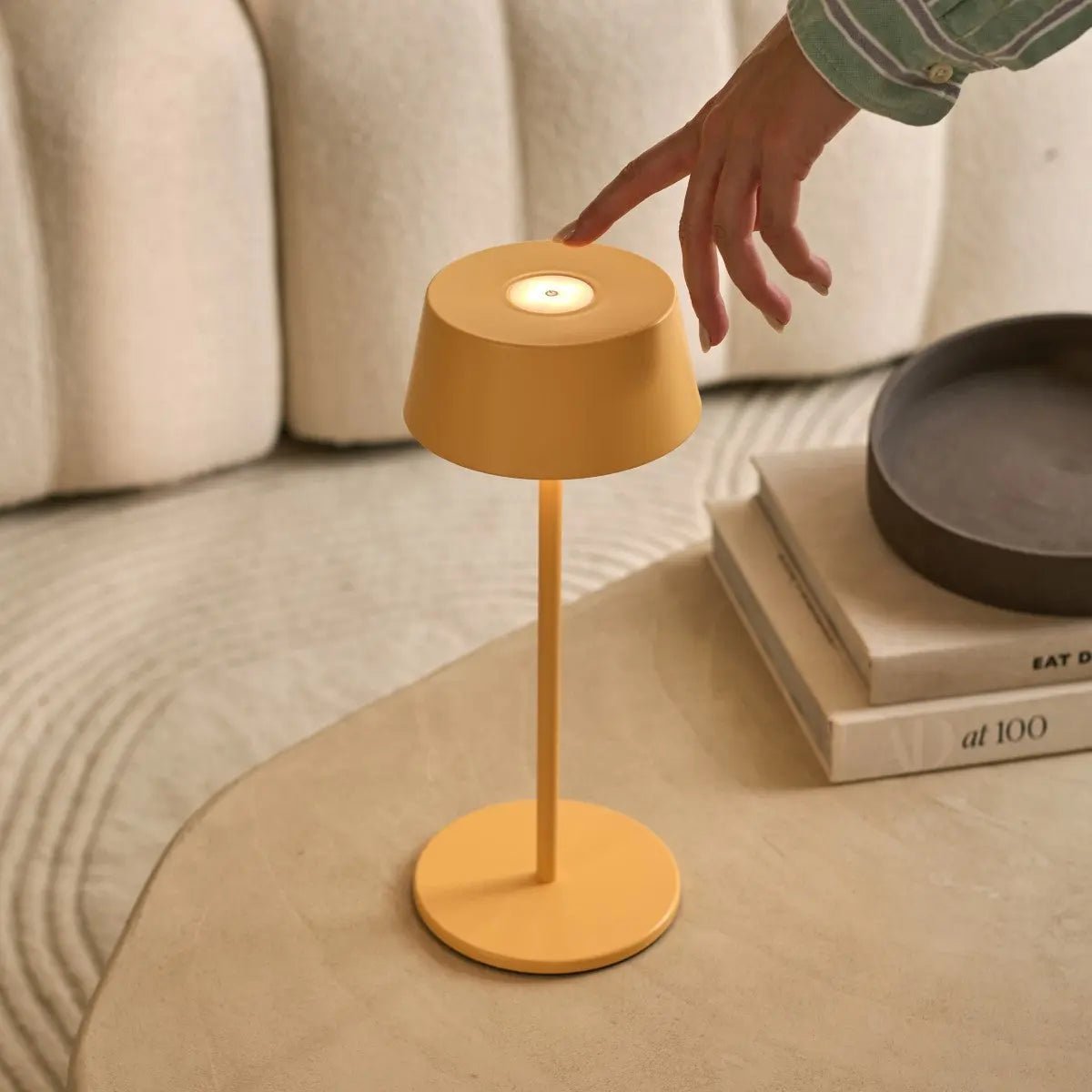 Hugo Amber Yellow Metal Rechargeable Touch Table Lamp
