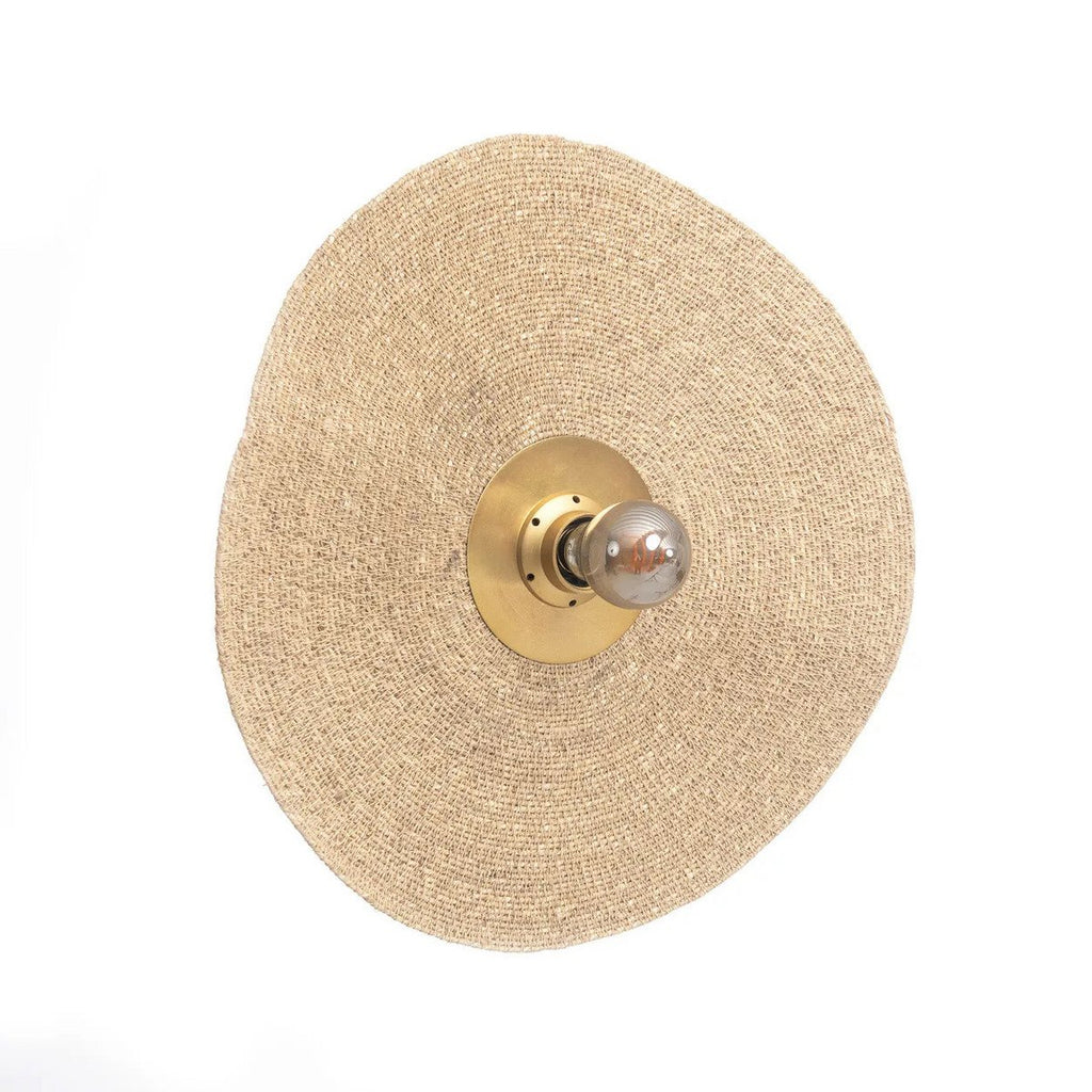 Let's Groove Natural Brass Woven Grass Wall Lamp
