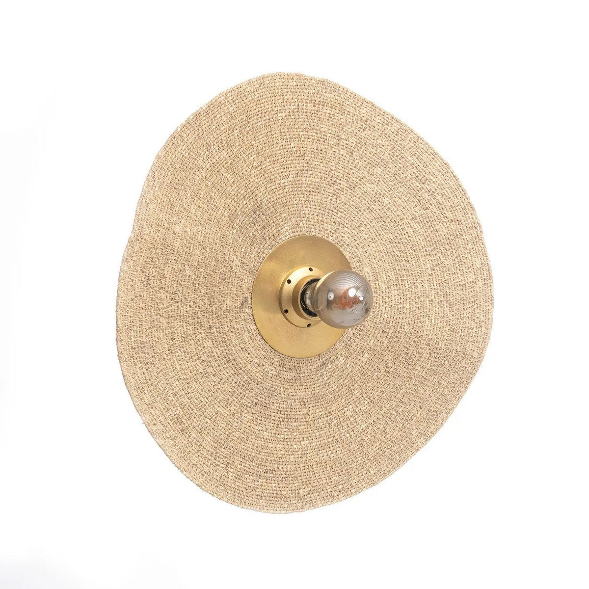 Let's Groove Natural Brass Woven Grass Wall Lamp