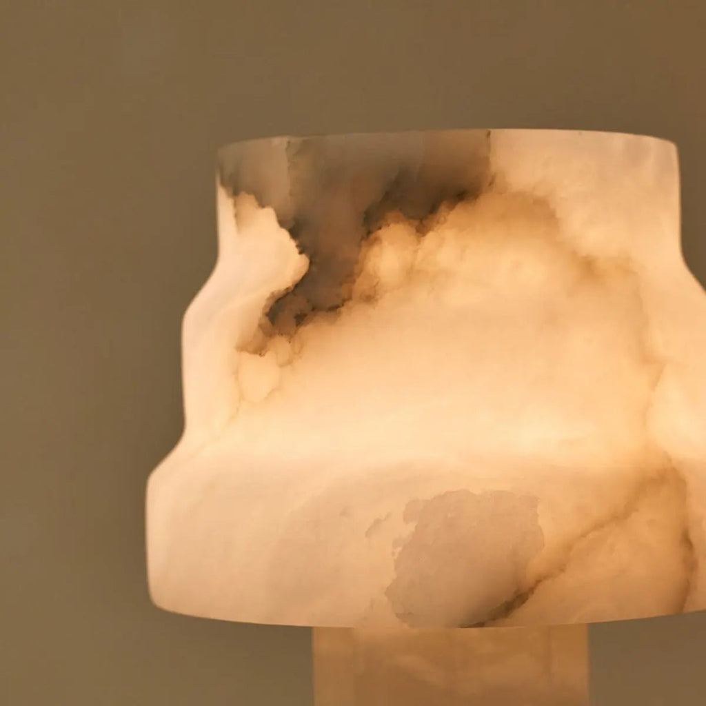Alessandra alabaster lamp warm glow in room setting