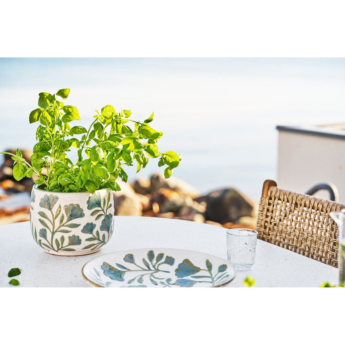 Bloom White & Blue Ceramic Planter