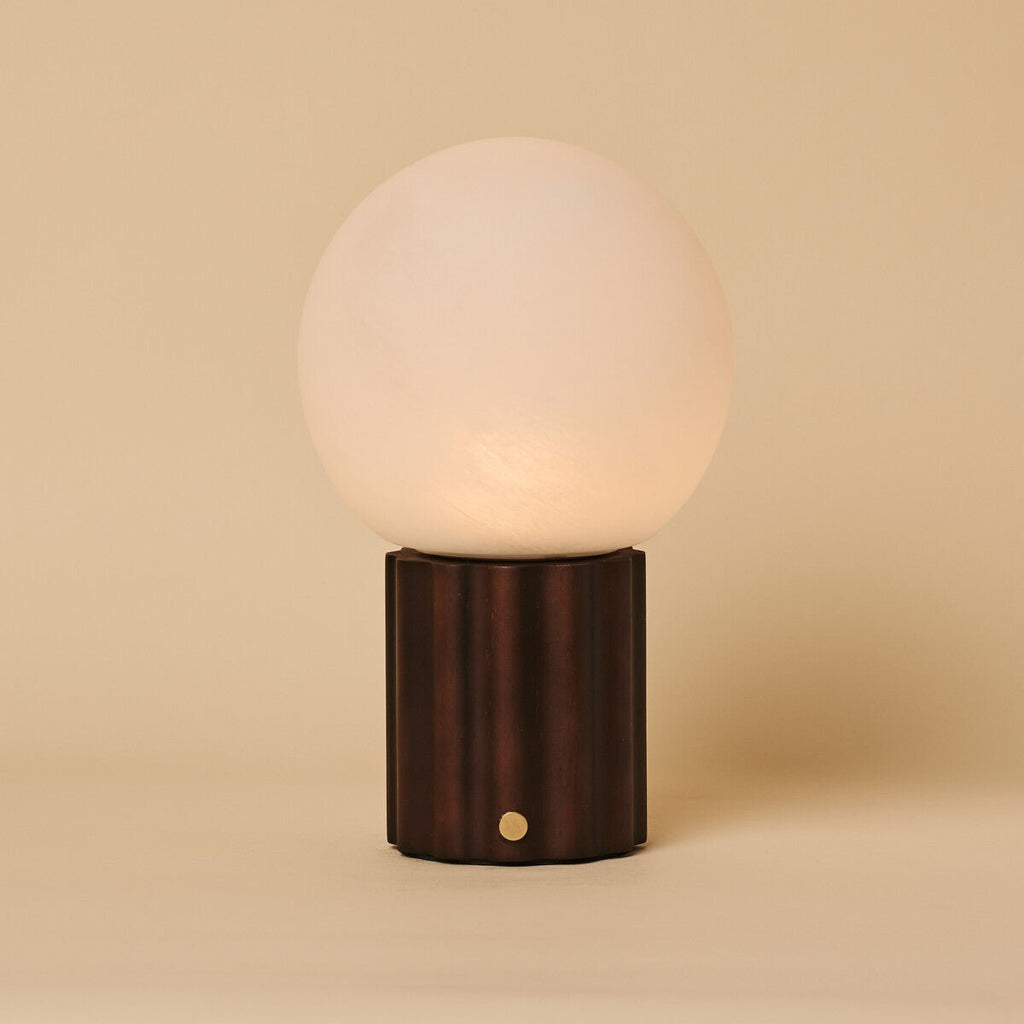 Wim Dark Brown Wood & Glass Cordless Table Lamp