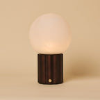 Wim Dark Brown Wood & Glass Cordless Table Lamp